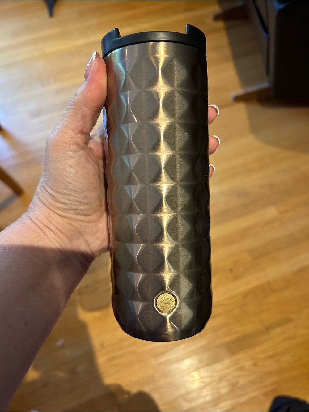 Starbucks Metallic Gunmetal Textured Travel Mug